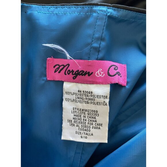 Vintage Y2K Morgan & Co Size 10 Black Blue Floral Boned Strapless Mini Dress - Picture 8 of 8
